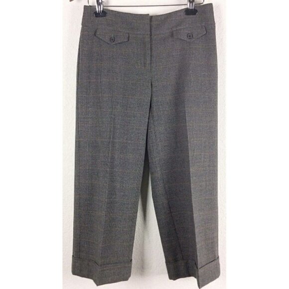 Cabi Sz 0 Cuffed Cropped Gray Plaid Wide Leg Capri Pants Career Women xs - Picture 1 of 7